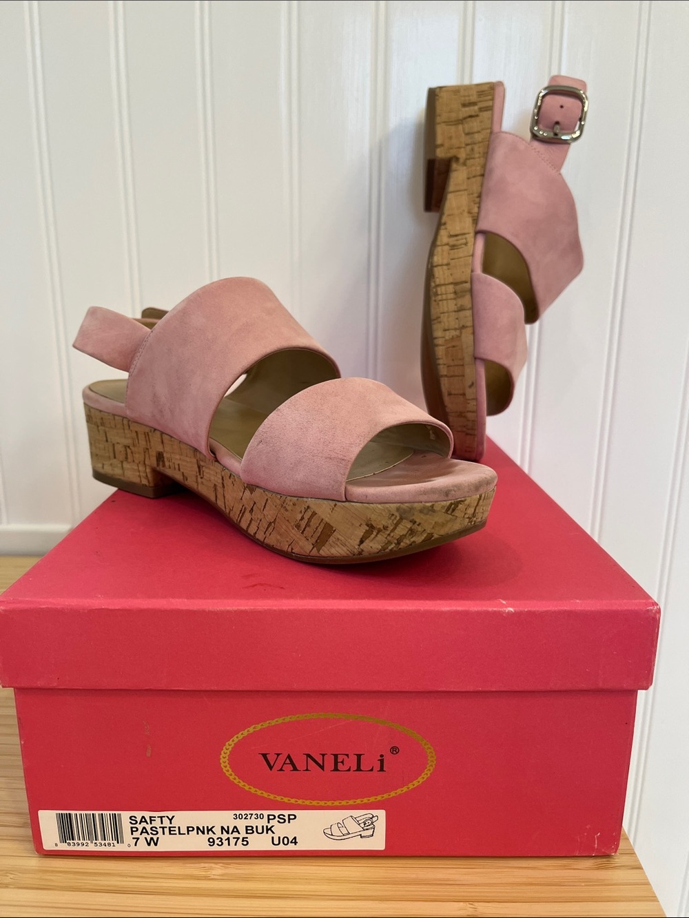 Vaneli Dusty Pink Cork Platform  Sandals